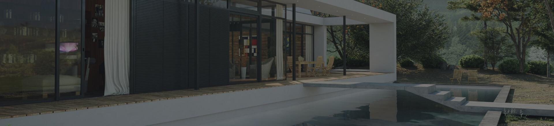 Contemporary building and swimming pool